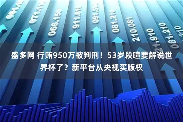 盛多网 行贿950万被判刑！53岁段暄要解说世界杯了？新平台从央视买版权