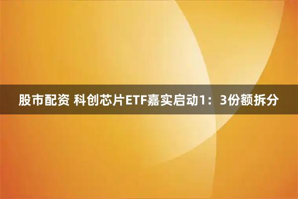 股市配资 科创芯片ETF嘉实启动1：3份额拆分